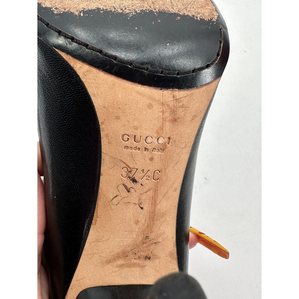 Gucci Italy Black Leather Pumps Heels Work Business SZ 7.5 C 37.5 105771‎ - Picture 15 of 15